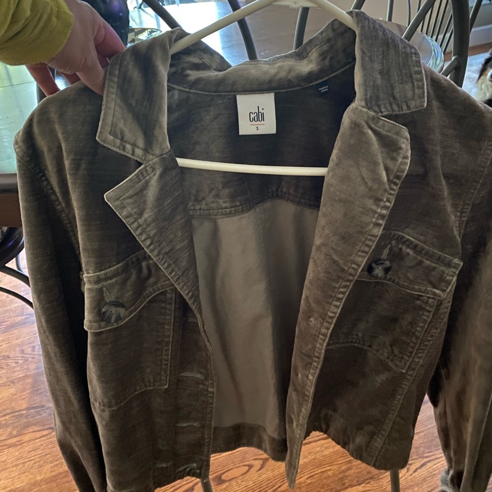 CAbi Velvet Topper jacket in gray.